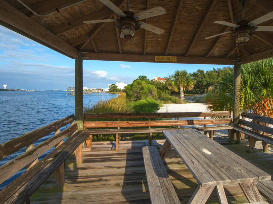 Molokai Villas in Perdido Key covered picnic area on Old River